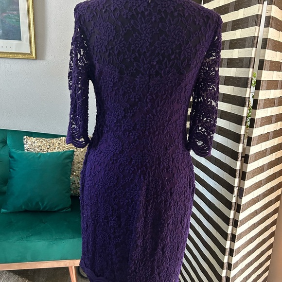 Elegant Purple Lace Dress - Picture 3 of 3